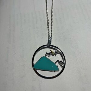 Silver and Turquoise Pendant Necklace